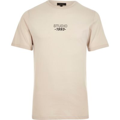 Stone slim fit studio print T-shirt